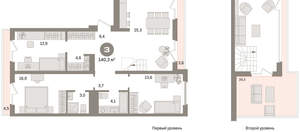 3-к квартира, вторичка, 140м2, 7/24 этаж