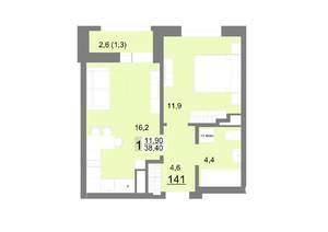1-к квартира, вторичка, 38м2, 17/26 этаж