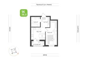 1-к квартира, вторичка, 39м2, 2/17 этаж