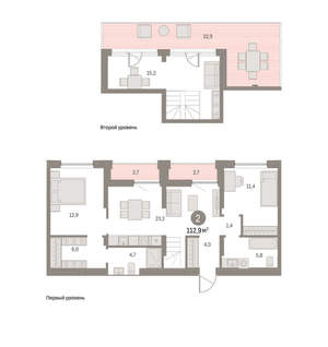 2-к квартира, вторичка, 113м2, 8/16 этаж