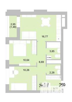 2-к квартира, вторичка, 56м2, 10/16 этаж
