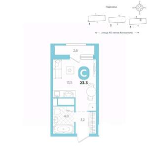 Студия квартира, вторичка, 23м2, 7/16 этаж