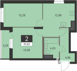 2-к квартира, вторичка, 50м2, 19/31 этаж