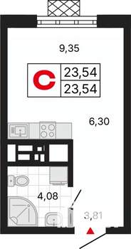 Студия квартира, вторичка, 24м2, 22/30 этаж