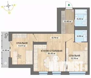 2-к квартира, строящийся дом, 70м2, 6/29 этаж