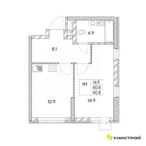 1-к квартира, вторичка, 41м2, 16/31 этаж