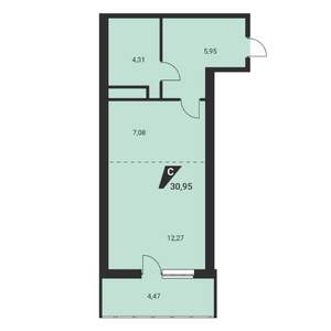 1-к квартира, вторичка, 31м2, 15/25 этаж