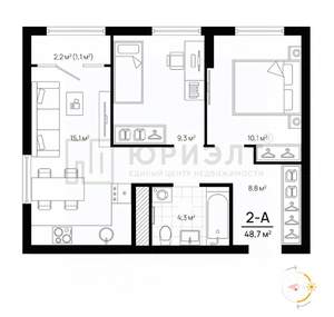 2-к квартира, вторичка, 48м2, 12/20 этаж