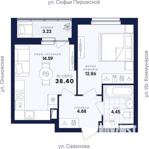 1-к квартира, вторичка, 38м2, 9/17 этаж