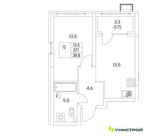 1-к квартира, вторичка, 39м2, 12/30 этаж