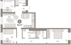 3-к квартира, вторичка, 81м2, 2/24 этаж