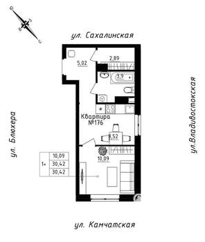 Студия квартира, строящийся дом, 30м2, 15/25 этаж