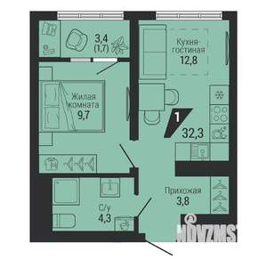 1-к квартира, вторичка, 32м2, 24/31 этаж