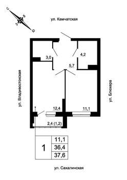 1-к квартира, вторичка, 38м2, 9/24 этаж
