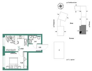 2-к квартира, строящийся дом, 30м2, 18/24 этаж