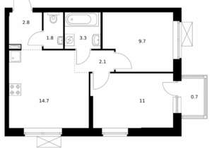 2-к квартира, вторичка, 46м2, 13/24 этаж