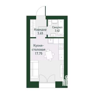 Студия квартира, вторичка, 24м2, 2/4 этаж