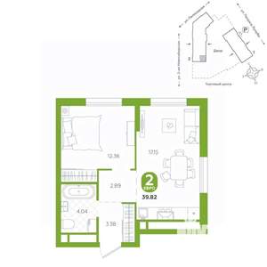 2-к квартира, вторичка, 40м2, 12/24 этаж