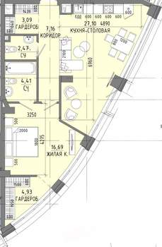 2-к квартира, вторичка, 68м2, 8/30 этаж