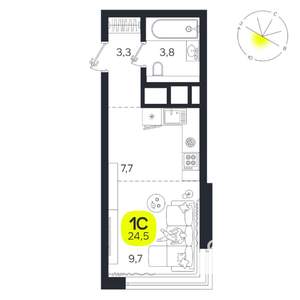 Студия квартира, вторичка, 25м2, 19/27 этаж