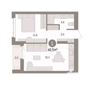 1-к квартира, вторичка, 43м2, 8/16 этаж