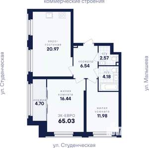 2-к квартира, вторичка, 65м2, 12/31 этаж