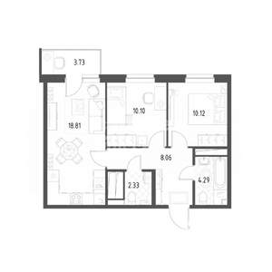 2-к квартира, вторичка, 55м2, 11/25 этаж