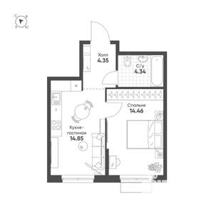 1-к квартира, вторичка, 38м2, 11/25 этаж