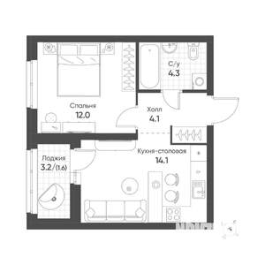 1-к квартира, вторичка, 36м2, 10/16 этаж