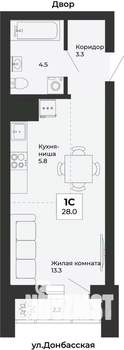 Студия квартира, строящийся дом, 28м2, 3/25 этаж