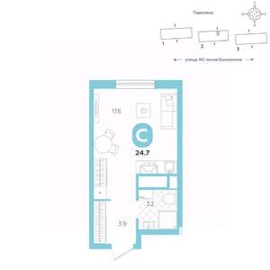 Студия квартира, вторичка, 25м2, 3/20 этаж