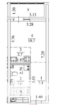 Студия квартира, сданный дом, 25м2, 5/25 этаж