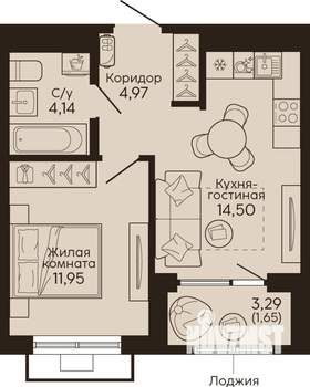 1-к квартира, вторичка, 37м2, 6/18 этаж