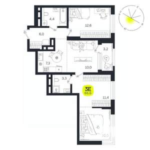 3-к квартира, вторичка, 67м2, 22/27 этаж