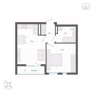 1-к квартира, вторичка, 43м2, 30/32 этаж