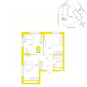 2-к квартира, вторичка, 55м2, 7/24 этаж