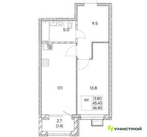 1-к квартира, вторичка, 47м2, 20/30 этаж