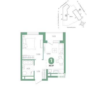 1-к квартира, вторичка, 37м2, 5/24 этаж