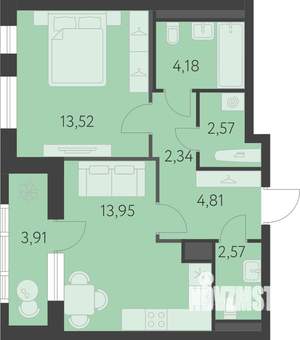 1-к квартира, вторичка, 46м2, 6/16 этаж