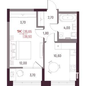 1-к квартира, вторичка, 37м2, 14/25 этаж