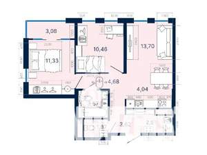 2-к квартира, вторичка, 59м2, 9/25 этаж