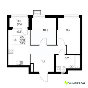 2-к квартира, вторичка, 54м2, 18/31 этаж