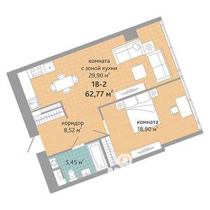 2-к квартира, вторичка, 63м2, 21/28 этаж