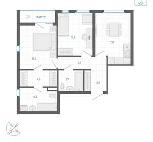 2-к квартира, вторичка, 61м2, 28/32 этаж