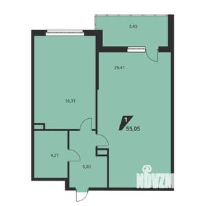 2-к квартира, вторичка, 55м2, 7/25 этаж