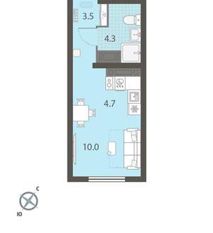 Студия квартира, вторичка, 23м2, 24/25 этаж
