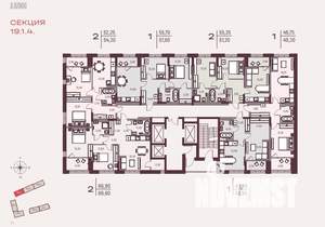 1-к квартира, строящийся дом, 46м2, 23/25 этаж