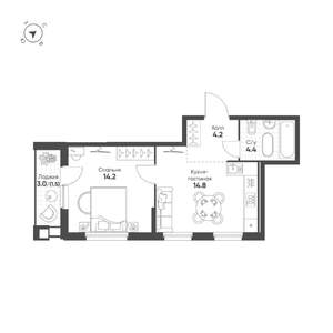 1-к квартира, вторичка, 39м2, 2/25 этаж