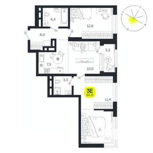 3-к квартира, вторичка, 67м2, 18/27 этаж