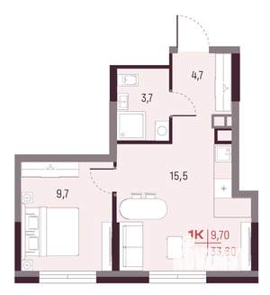 1-к квартира, вторичка, 34м2, 10/20 этаж